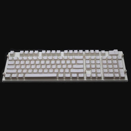 Translucent Double-Layer PBT Keycaps for Mechanical Keyboards on full-size 108-key white translucent keyboard, durable comfortable texture