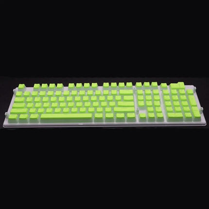 Translucent Double-Layer PBT Keycaps for Mechanical Keyboards on white 108-key set with neon green translucent legends and durable textured finish