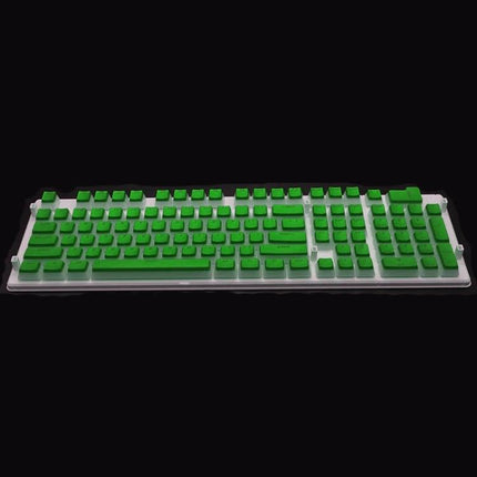 Translucent Double-Layer PBT Keycaps for Mechanical Keyboards on a white 108-key set with green translucent keycaps, durable and comfortable for typing