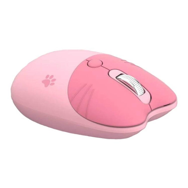 Cute Silent Wireless Bluetooth Mouse for Everyday Laptop Use in Pink - compact pink silent-click Bluetooth mouse with scroll wheel and paw print design