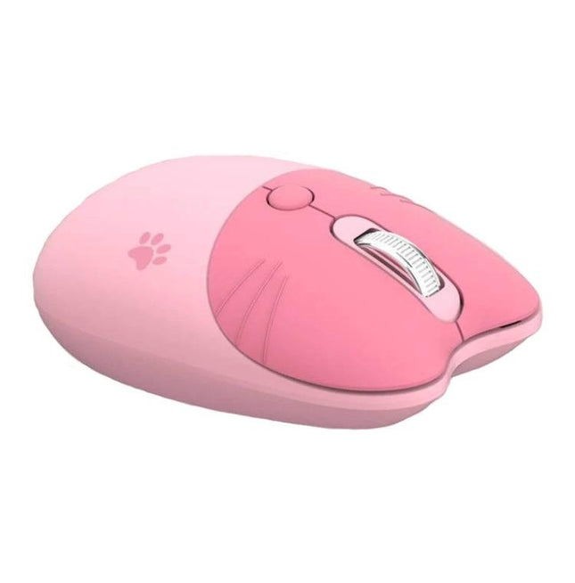 Cute Silent Wireless Bluetooth Mouse for Everyday Laptop Use in Pink - compact pink silent-click Bluetooth mouse with scroll wheel and paw print design
