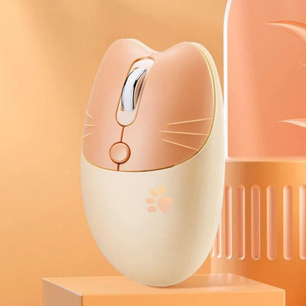 Cute Silent Wireless Bluetooth Mouse for Everyday Laptop Use in Pink - pink silent click Bluetooth mouse with cute cat-ear design for quiet home or office use