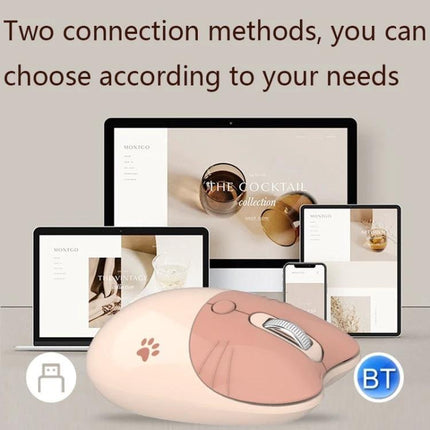 Cute Silent Wireless Bluetooth Mouse for Everyday Laptop Use in Pink - pink silent Bluetooth mouse with dual USB/BT connection, ergonomic cute design