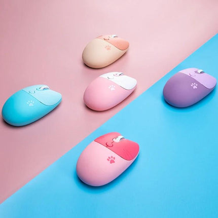Cute Silent Wireless Bluetooth Mouse for Everyday Laptop Use in Pink - stylish pink silent-click Bluetooth mouse with paw print, ideal for quiet office or home use