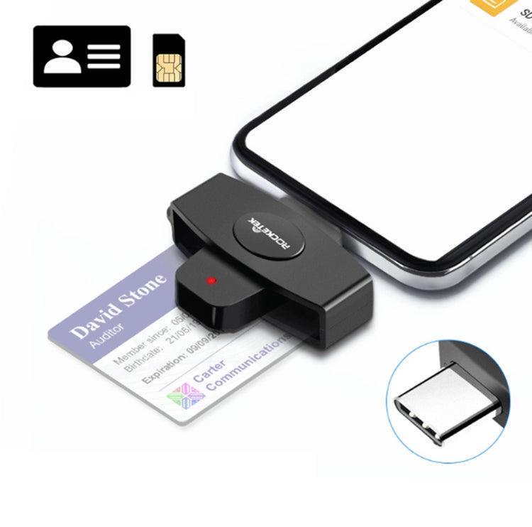 Rocketek Type-C Smart Card Reader for CAC, ID, and SIM Cards with Multifunctional Support