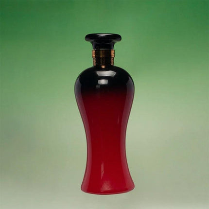 Gradient Morandi Double-Sided Photography Background Paper, 54x83cm showing red-to-green gradient backdrop with elegant red glass bottle in center