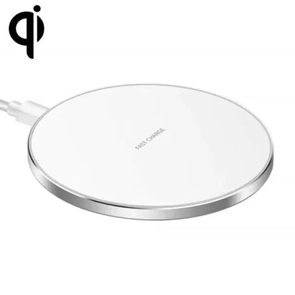 15W Qi Wireless Charger Round Metal Fast Charge Black Silver White Mirror Colors