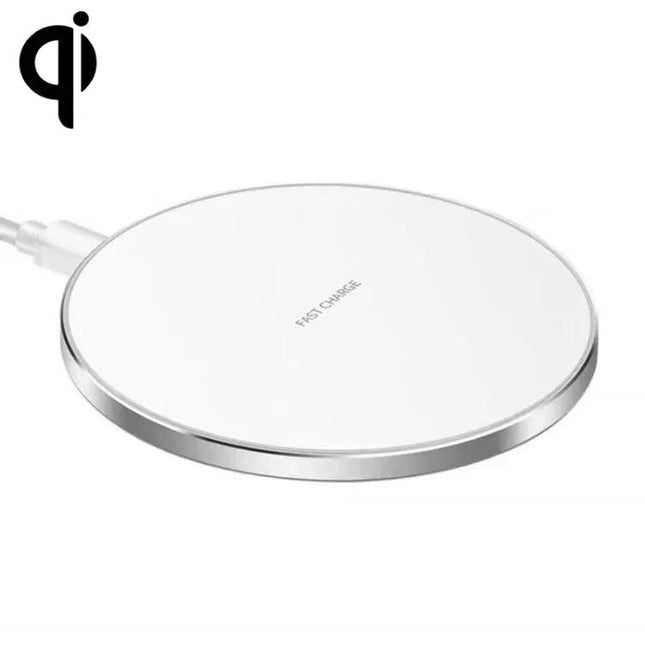 15W Qi Wireless Charger Round Metal Fast Charge Black Silver White Mirror Colors