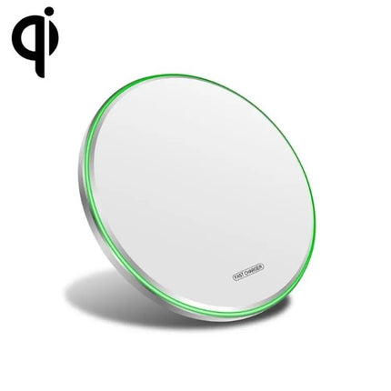 15W Qi Wireless Charger Round Metal Fast Charge Black Silver White Mirror Colors