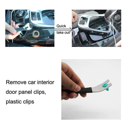 Versatile Tool for Everyday Car and Home Repairs removing car interior door panel clips and plastic clips with a handheld pry tool