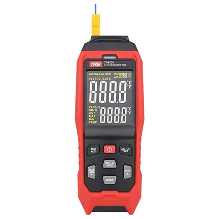 K-Type Thermocouple Probe Thermometer for Temperature Monitoring - red handheld probe meter with display and buttons