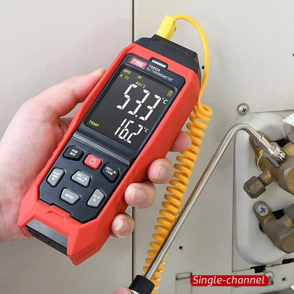 K-Type Thermocouple Probe Thermometer for Temperature Monitoring handheld probe measuring surface and liquid temps in lab or kitchen