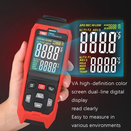 K-Type Thermocouple Probe Thermometer for Temperature Monitoring handheld digital probe with dual-line color display
