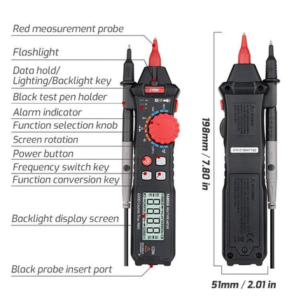 TASI Portable Pen Multimeter for Everyday Electrical Testing - compact pen-style multimeter with probes, backlight screen and function knob