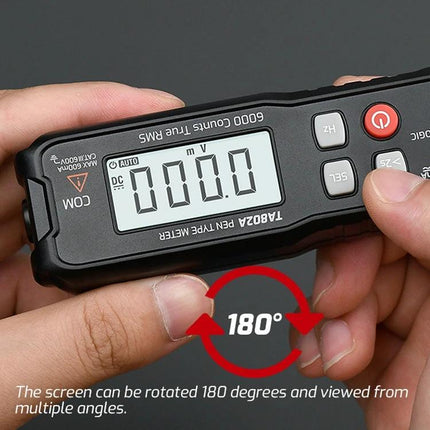 TASI Portable Pen Multimeter for Everyday Electrical Testing - compact pen-style multimeter with rotary 180° LCD display for electricians and DIY users