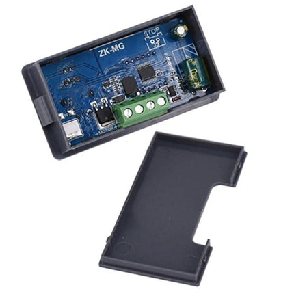ZK-MG PWM DC Motor Speed Controller with Digital Display showing internal PCB, terminal block, and removed plastic cover