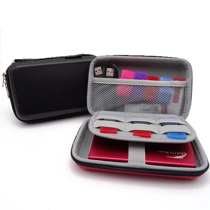 ChkJok EVA Hard Shell Bag for Mobile Hard Disk Protection storing a portable hard disk, USB drives and cables in shockproof EVA case