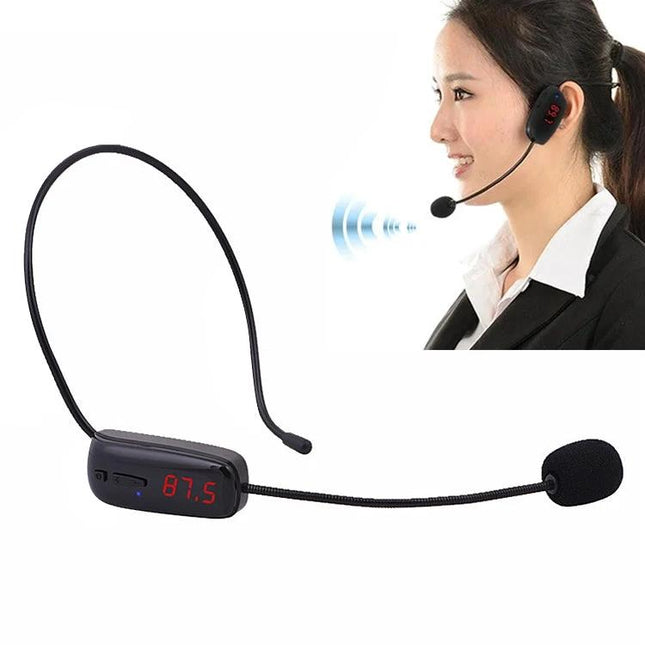 Mini Headset Microphone for Daily Presentations and Talks — wireless FM headset with boom mic for classroom lectures and business meetings