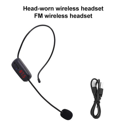 Mini Headset Microphone for Daily Presentations and Talks - compact FM wireless head-worn headset with boom mic and USB charging cable