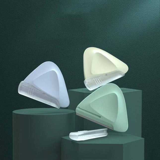 2 Piece Purple And Green Small Triangular Eyebrow Trimmer compact purple and green triangular razors with protective covers for precise shaping