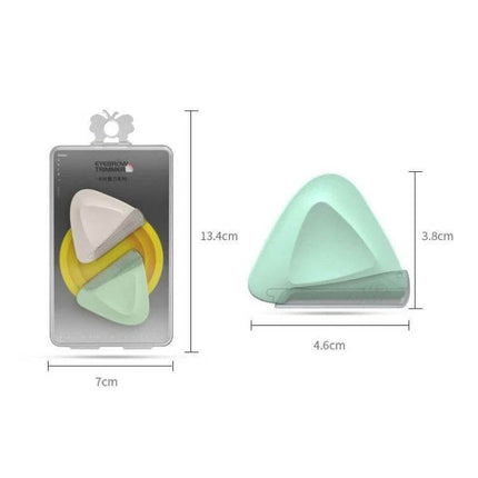 2 Piece Purple And Green Small Triangular Eyebrow Trimmer compact set with triangular razor in protective storage case for precise shaping