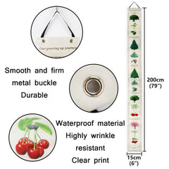 Regla de altura extraíble para montaje en pared con decoración de estampado botánico