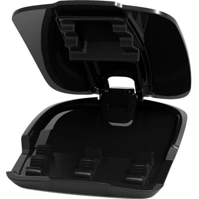 Car Mount Phone Holder for Vehicle Navigation with Versatile Placement Options - black dashboard clip style holder open