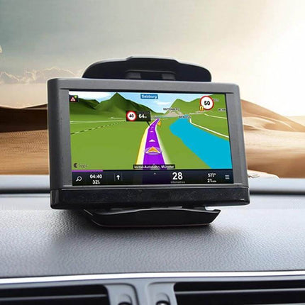 Car Mount Phone Holder for Vehicle Navigation with Versatile Placement Options showing smartphone GPS on dashboard for hands-free driving