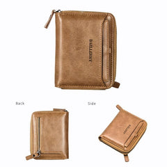 Baellerry D3124 Cartera corta de piel sintética con cremallera Cartera pequeña retro para jóvenes