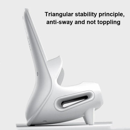 15W Loudspeaker Wireless Charge Stand For 4.5 To 11 Inch Phones And Tablets white triangular stability anti-sway side view