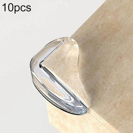 Water Drop Transparent Silicone Corner Guards For Kids 10 Pack - clear water‑drop corner protector on table edge, 10-pack silicone guards for child safety