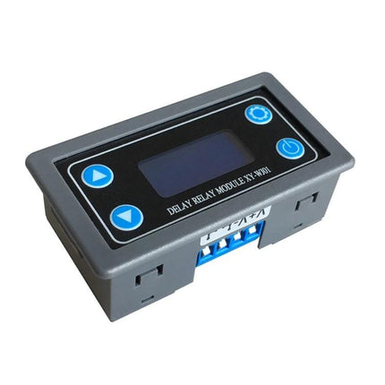 Versatile Relay Module for Delay Timing and Circuit Control - compact delay relay module with LCD, buttons and wide voltage terminals