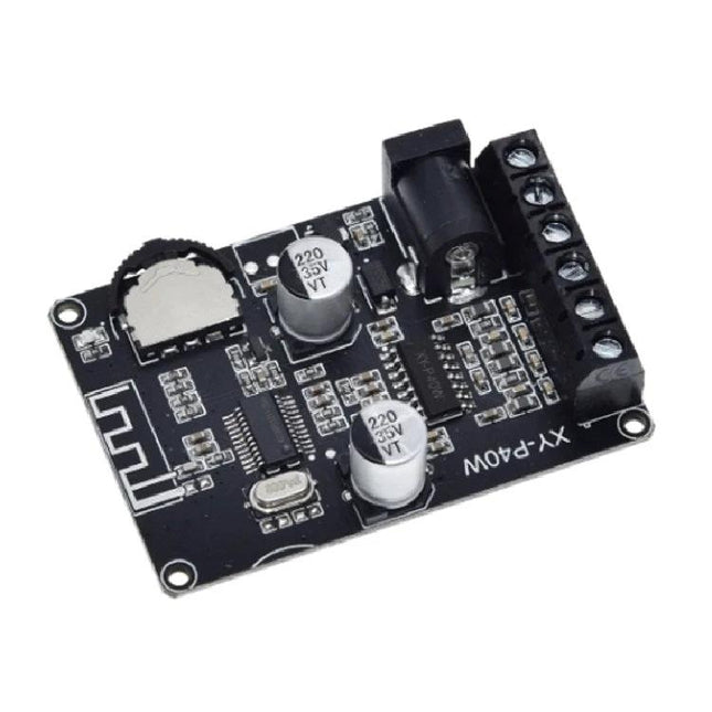 Bluetooth Stereo Amplifier for Home Audio Systems, 40W Output compact black Bluetooth amplifier board with terminal speaker connections