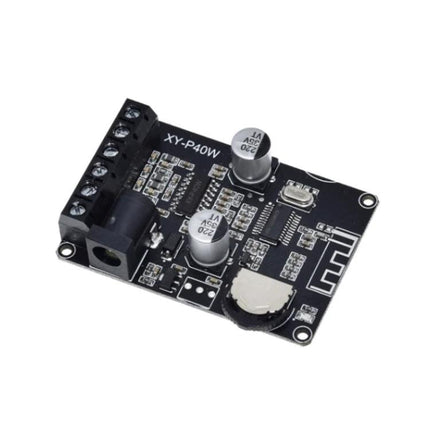 Bluetooth Stereo Amplifier for Home Audio Systems, 40W Output compact PCB module with terminals and capacitors for wireless streaming