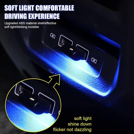 Car USB Atmosphere Light Colorful Decor Set 2 Pack glowing blue USB plug ambient interior soft ABS shell touch control
