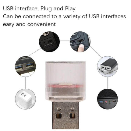 Car USB LED Atmosphere Lamp Multicolor Mood Lighting compact USB plug-and-play mood light for car dashboards, footwells and power banks