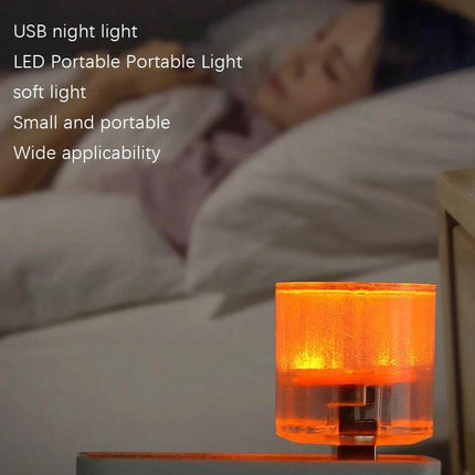 Car USB LED Atmosphere Lamp Multicolor Mood Lighting glowing orange bedside USB night light, compact portable 3×1.8cm ambient car interior mood lamp
