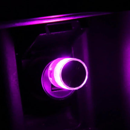 Car USB LED Atmosphere Lamp Multicolor Mood Lighting glowing purple plug-in ambient light in car USB socket, compact 3×1.8cm mood lighting for dashboard