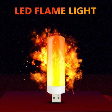 Four USB Flame Lamps for Cozy Evening Home Ambiance - glowing USB LED flame lamp emitting warm flicker for reading and relaxing