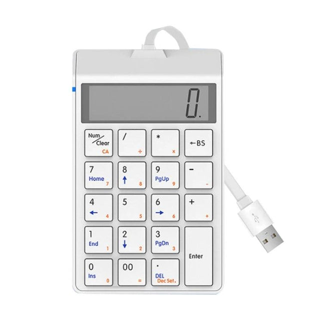 Sunreed Wired Numeric Keypad with 19 Keys for Easy Data Entry - white wired numeric keypad with USB cable and 19 keys