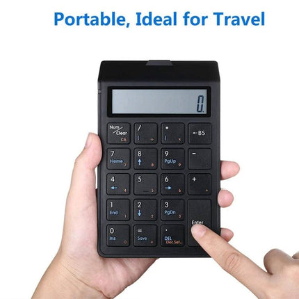 Sunreed Wired Numeric Keypad with 19 Keys for Easy Data Entry - compact wired numeric keypad held in hand for travel and fast data entry