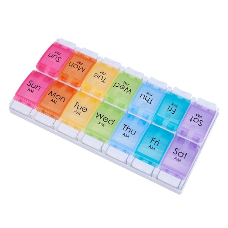 Versatile 14-Compartment Portable Pill Organizer with Detachable Double Rows