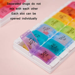 Versatile 14-Compartment Portable Pill Organizer with Detachable Double Rows