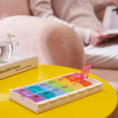 Versatile 14-Compartment Portable Pill Organizer with Detachable Double Rows