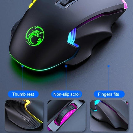 Imice T70 Wired Gaming Mouse with Programmable Buttons and RGB Lights ergonomic design, thumb rest and non-slip scroll for gaming