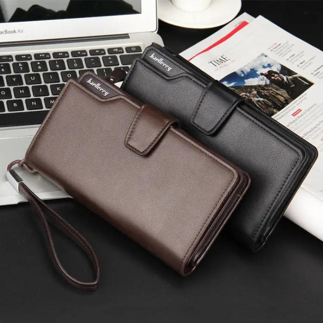 Baellerry Long Clutch Wallet for Men Brown Tri Fold Phone Bag | Syndmart