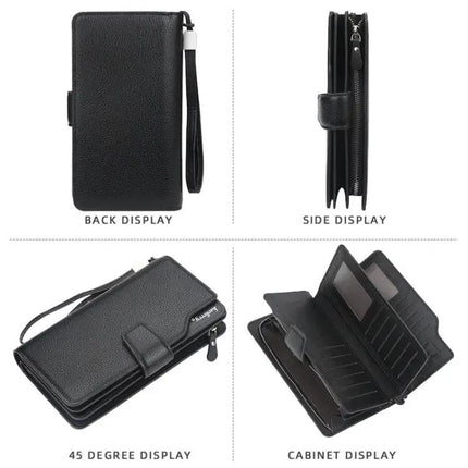 Baellerry Long Clutch Wallet for Men Brown Tri Fold Phone Bag | Syndmart