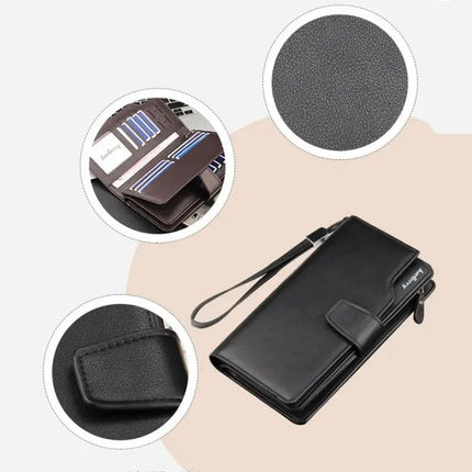 Baellerry Long Clutch Wallet for Men Brown Tri Fold Phone Bag | Syndmart