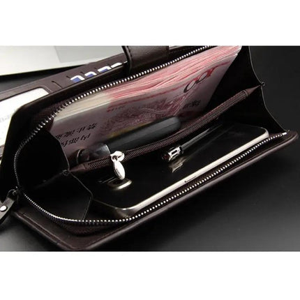 Baellerry Long Clutch Wallet for Men Brown Tri Fold Phone Bag | Syndmart