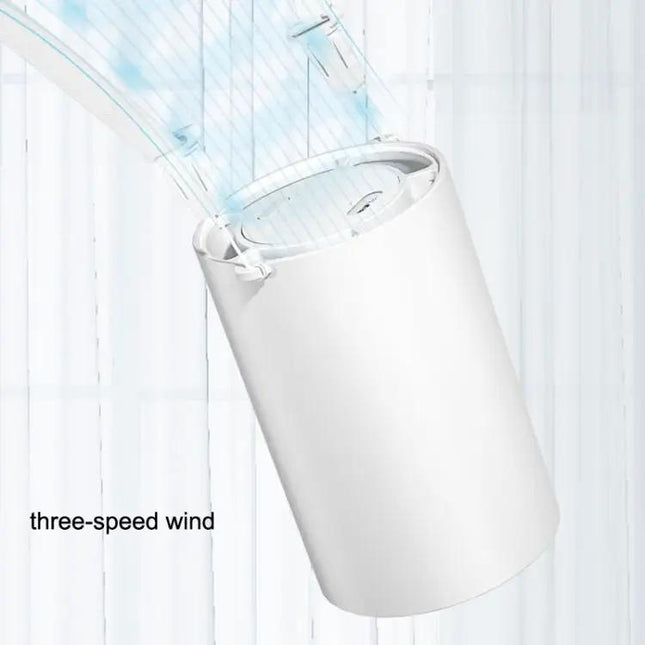 Portable Leafless Hanging Neck Fan White For Hands-Free Cooling